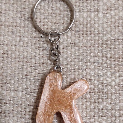 Handmade keychain with resin letter K