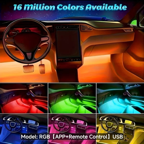 RGB ambient lighting for car with app and remote control