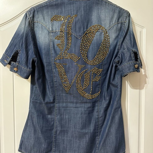 Madness National Jean short-sleeve shirt size M like new, blue