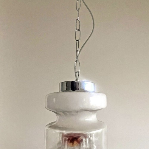 Mid-Century Modern Murano Handmade Glass Pendant Light like new with rewired cable