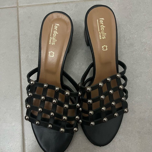 Mules Fardoulis leather like new, size 37, black