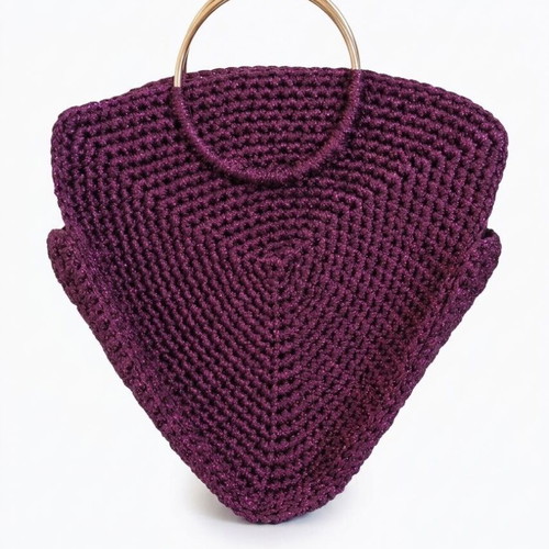 Handmade Geometric Purple Glam Handbag new with gold handles