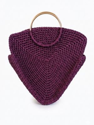 Handmade Geometric Purple Glam Handbag new with gold handles