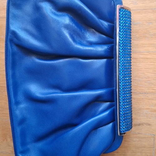 Blue electric shoulder bag new with hidden chain clutch