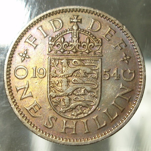 1 Shilling coin used, lot of 3, United Kingdom 1954-59
