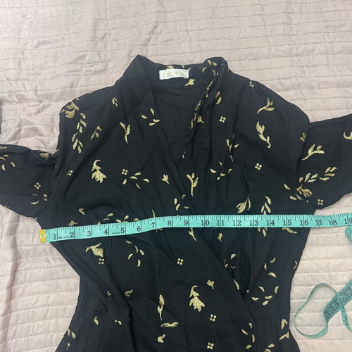 Stine Goya Barbara wrap midi dress size S black gold viscose