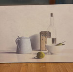 Canvas painting 'Two Pears, Bottle, Can and Jug' by Willem de Bont like new