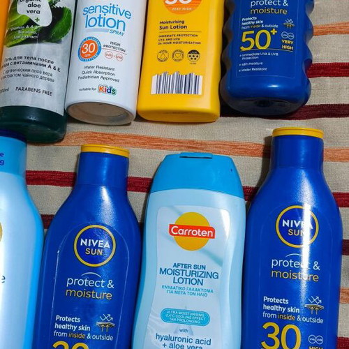 Sunscreens used, pack of 12 nearly half full
