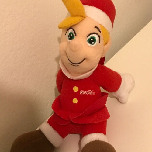 Coca Cola plush collectible elf used, Christmas