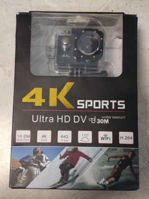 Camera WIFI 4K Ultra HD Sports used, waterproof 30M, 16MP, 2" LCD