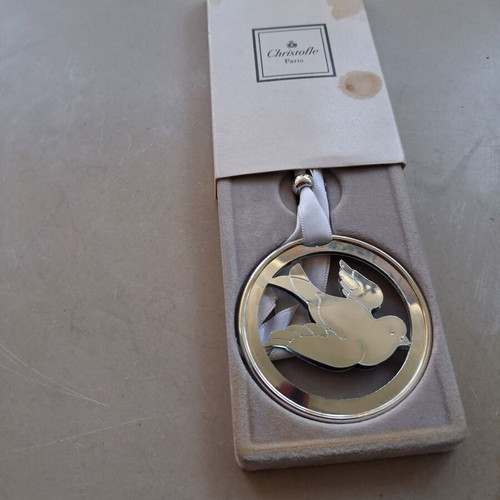 Christofle Paris decorative silver ornament used, 7cm diameter