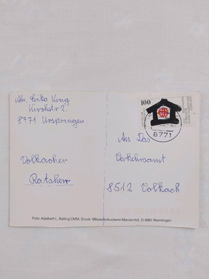 Postcard used, mailed from Germany