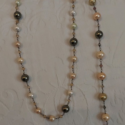 Handmade 925 Silver Set Necklace and Bracelet with Pearls New