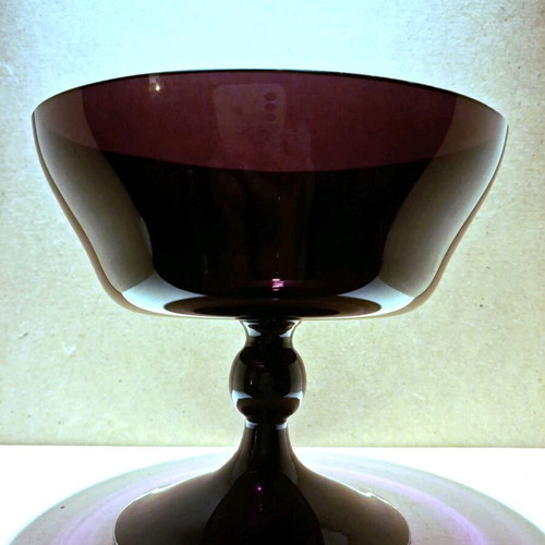 Vintage Amethyst Glass footed dessert bowls σαν καινούργιο, μεσοπολεμικό bohemian