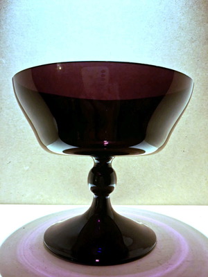 Vintage Amethyst Glass footed dessert bowls σαν καινούργιο, μεσοπολεμικό bohemian