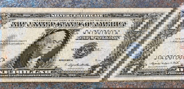 «1 δολλαριο 1957A Silver Certificate blue seal- Μπλε Σφραγίδα»