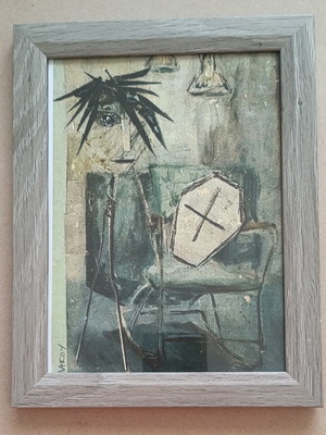 Modern art collage print 17x22 cm framed