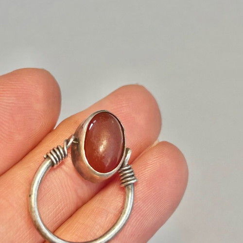 Handmade 925 silver carnelian ring pre-owned