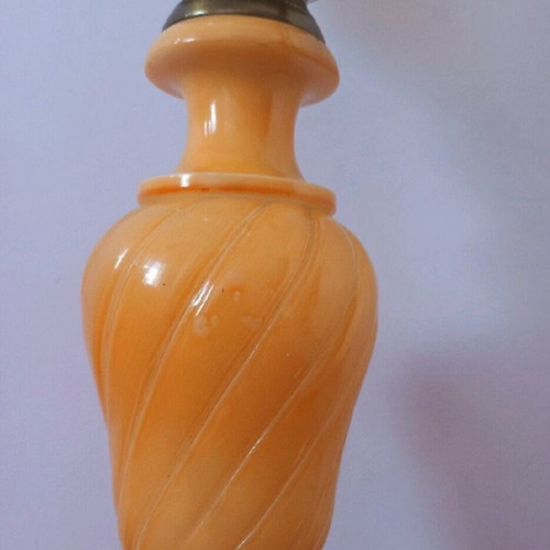 Italian table lamp used, heavy alabaster with crystal shade