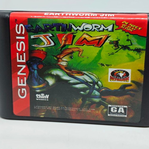 Earthworm Jim Sega Genesis 16-bit retro game cartridge like new