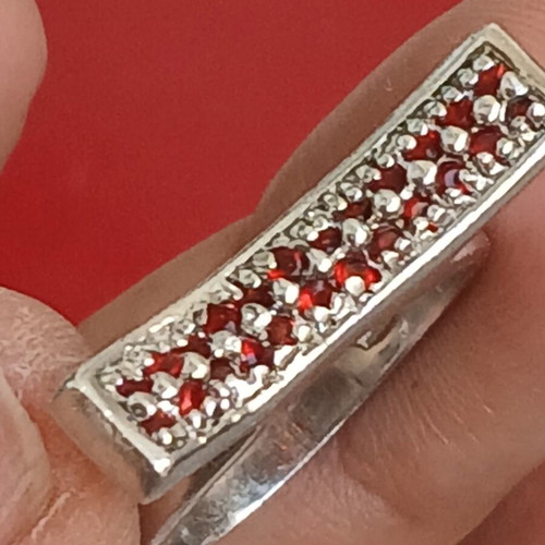 925 silver ring with red zirconia, 17 mm