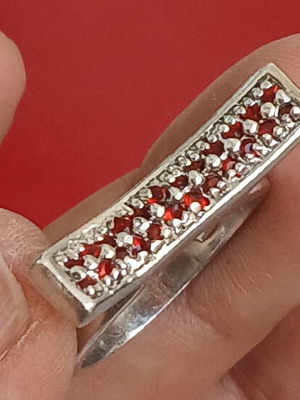 925 silver ring with red zirconia, 17 mm