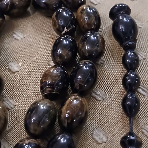 Worry beads black coral used, 33 beads, high-strength cord