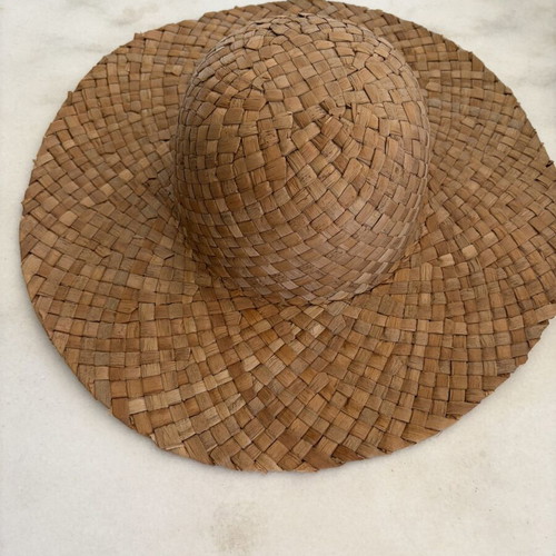 Vintage Palm Leaf Straw Hat like new, beige, one size