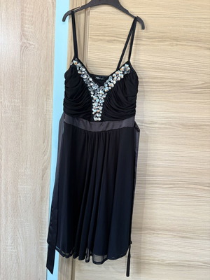 Black formal dress like new with silver details