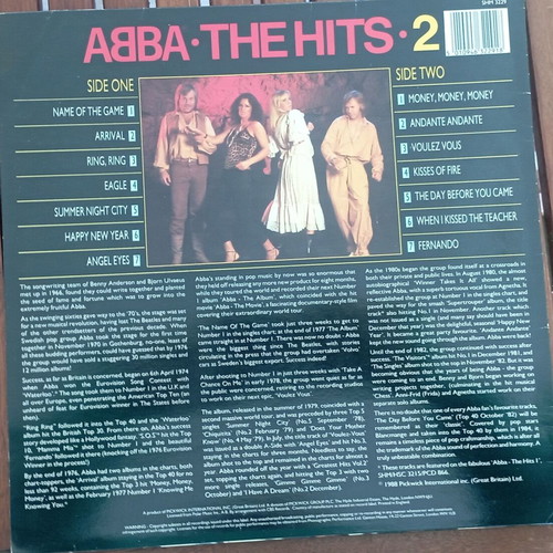 ABBA The Hits 2 vinyl LP like new, pop disco europop