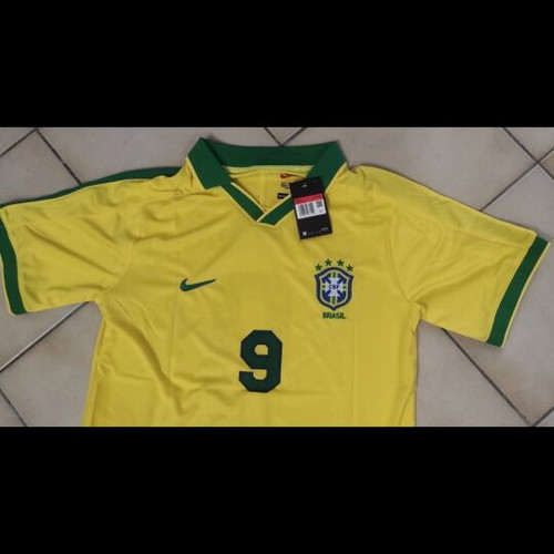 Brazil National Team 1998 World Cup Home Jersey with Ronaldo 9, Nike