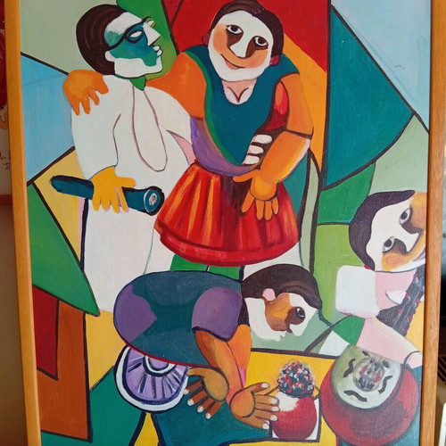 India modern oil painting like new 84x64 cm