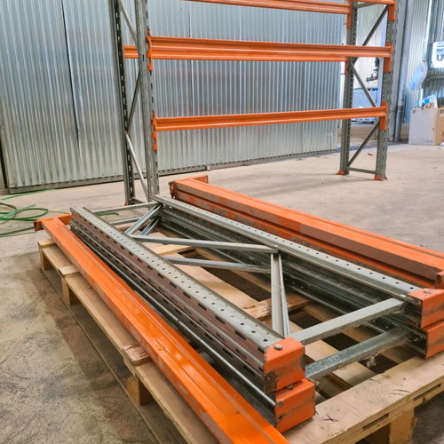 Heavy-duty metal warehouse shelves like new, pack