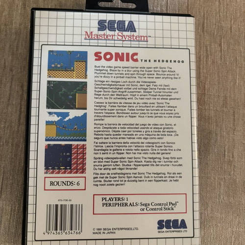 Sonic the Hedgehog Sega Master System complete