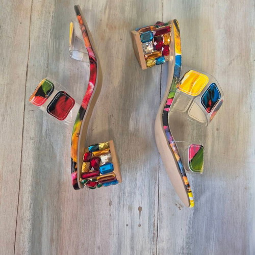 Sandals with colorful stones and transparent details size 40 new