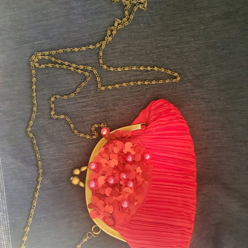 Achilleas Accessories Satin Shoulder Bag like new, red