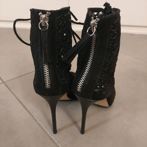 Zara peep-toe pump used, mesh with thin high heel