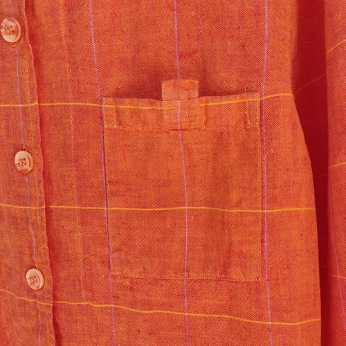Cassani 100% linen checked orange shirt small 36 used