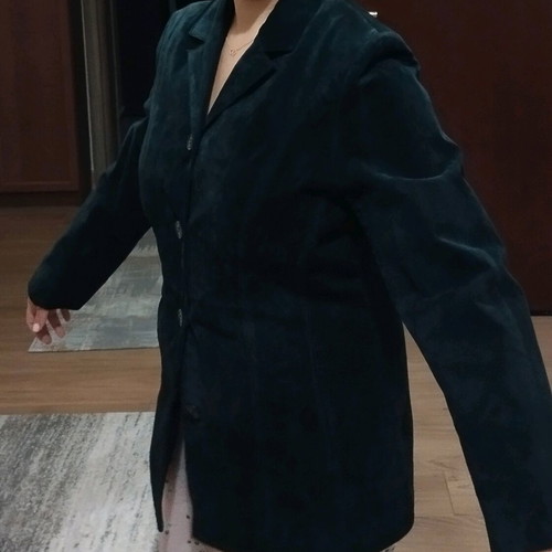 Δερμάτινο σακάκι καστόρι Donna D σαν καινούργιο, σμαραγδί μέγεθος 40
