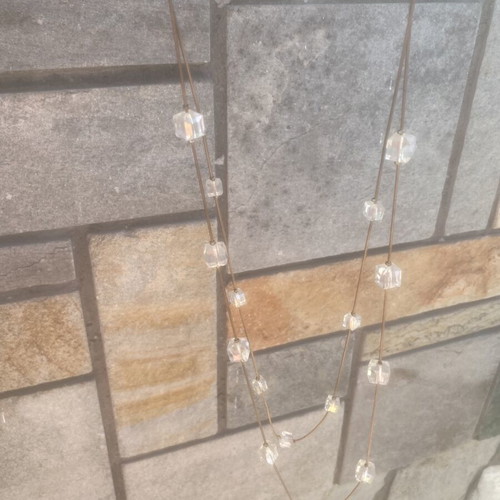 Women's necklace with stones, long, new, white and gray
