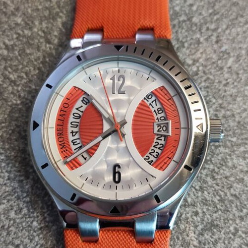 Morellato sport watch stainless steel silver/orange dial new
