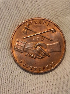 America Peace and Friendship bronze medal used, Philadelphia Mint