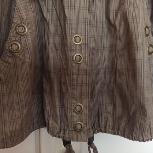 Mango lightweight jacket Large with hood and check pattern like new