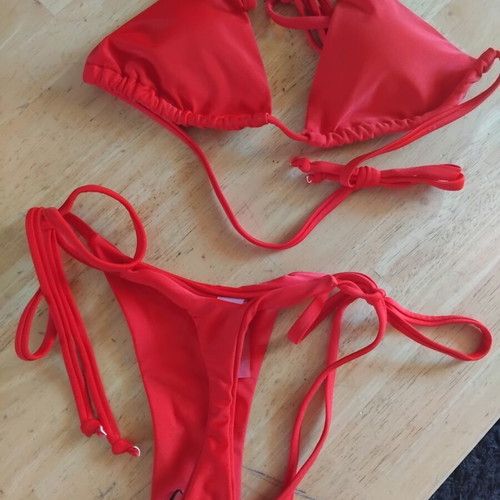 High Waist Swimsuit new, size XXS, solid red