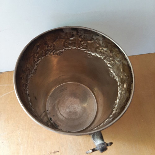 Vintage ice bucket with brass handles used, 1960s