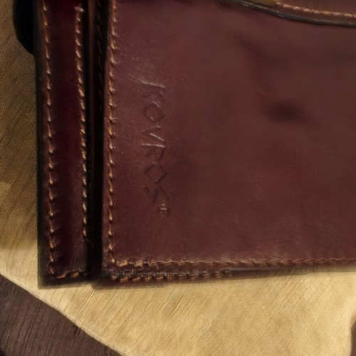 Kouros men's leather bag new, burgundy and brown