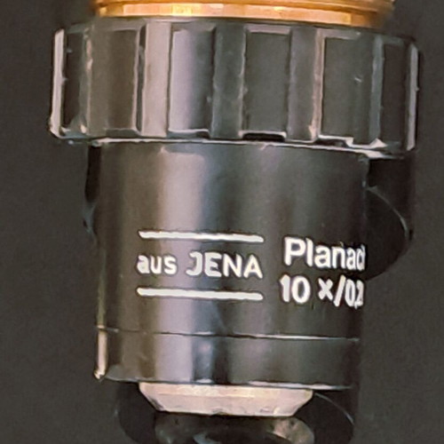 Carl Zeiss Jena Planachromat 10x/0.20 microscope objective lens
