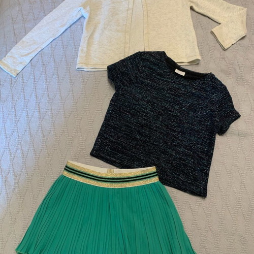 Girls' 3-piece set size 6 like new, green and gold