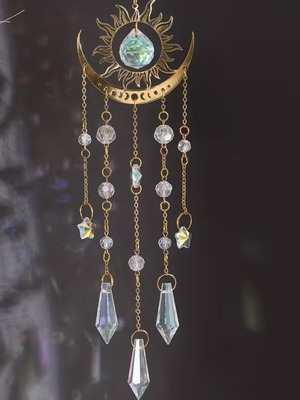 Hanging decoration with crystals new, sun and moon design