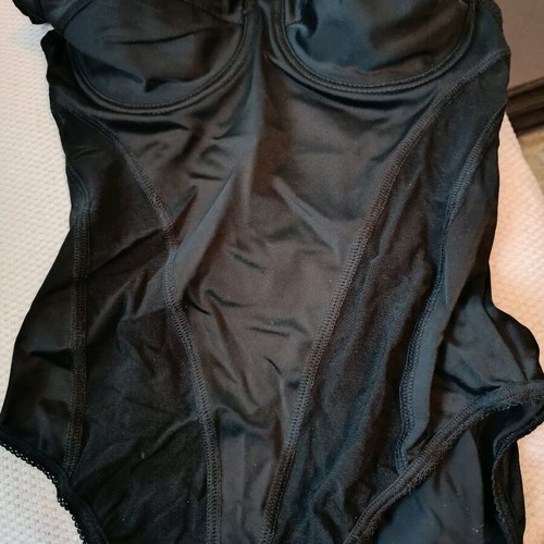 Satin bodysuit with side transparency new, size S-M, black